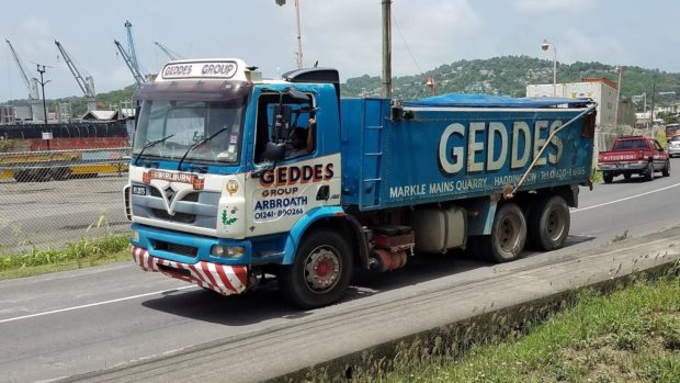 The Angus firm's tipper is now on the roads of St Lucia.