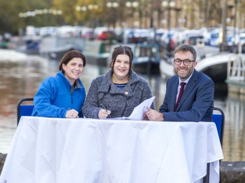 Representatives at the launch of the ‘smart canal’ scheme in Glasgow (Peter Devlin/PA)