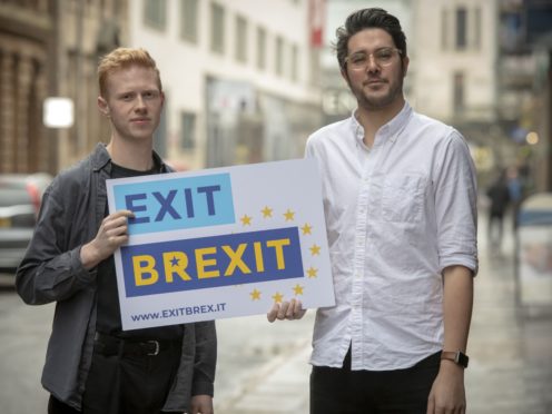 Richard Philipps-Kerr and founder Grant MacLennan (right) of Neu who have developed the web tool www.exitbrex.it tool (Paul Chappells/PA)
