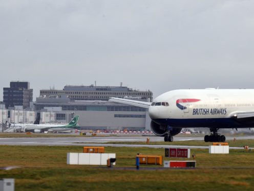 A British Airways plane after landing at Gatwick airport which had been closed in the run-up to Christmas after drones were spotted over the airfield (John Stillwell/PA)