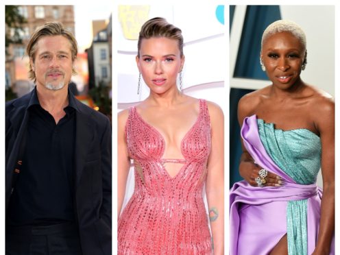 Brad Pitt, Scarlett Johansson and Cynthia Erivo (Ian West/PA)