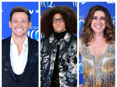 Joe Swash. Perri Kiely and Libby Clegg (PA)