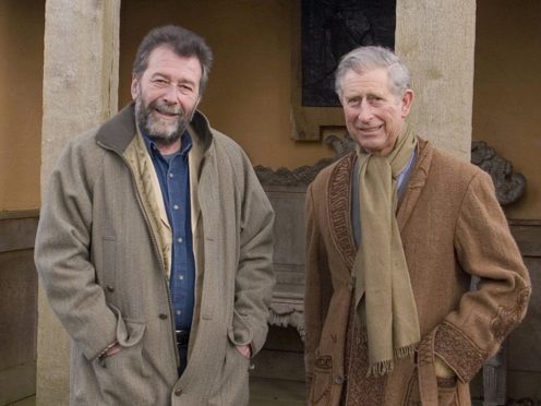 Eric Robson, former chairman of BBC Radio 4’s Gardeners’ Question Time, with the Prince of Wales (BBC/PA)