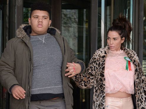 Katie Price with her son Harvey (Nick Ansell/PA)
