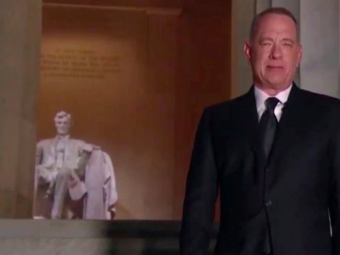 Tom Hanks hosted the Celebrating America TV special to mark Joe Biden’s inauguration (Biden Inaugural Committee via AP)