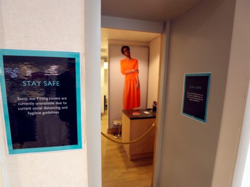 Fitting rooms were closed at John Lewis in Kingston after non-essential shops in England opened their doors to customers for the first time after the first lockdown (Steve Parsons/PA)