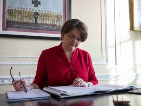 Stormont First Minister Arlene Foster in her office at Parliament Buildings in Belfast (Liam McBurney/PA)