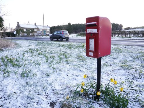 Snow fell overnight in Northumberland (Owen Humphreys/PA)