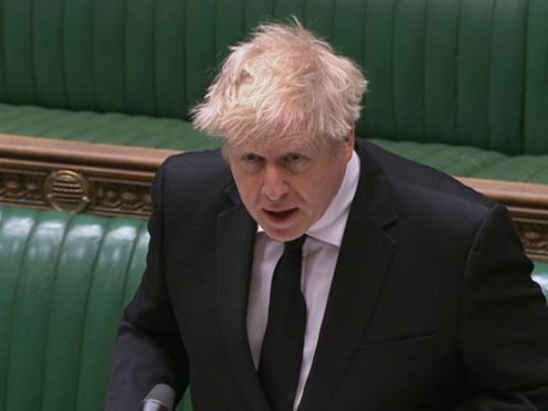Boris Johnson speaks during Prime Minister’s Questions (House of Commons/PA)