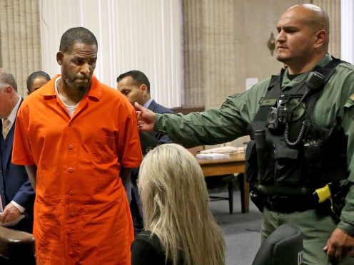 R Kelly during a hearing at the Leighton Criminal Court building, in Chicago (Antonio Perez/AP)
