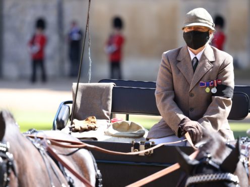 The Duke of Edinburgh’s driving carriage arrives ahead of the funeral at Windsor Castle (Ian Vogler/Daily Mirror/PA)
