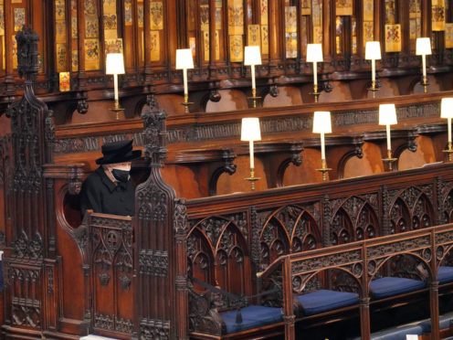 The Queen during the funeral of the Duke of Edinburgh (Jonathan Brady/PA)
