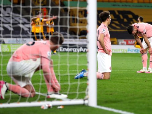 Enda Stevens looks dejected after Sheffield United concede (Catherine Ivill/PA)