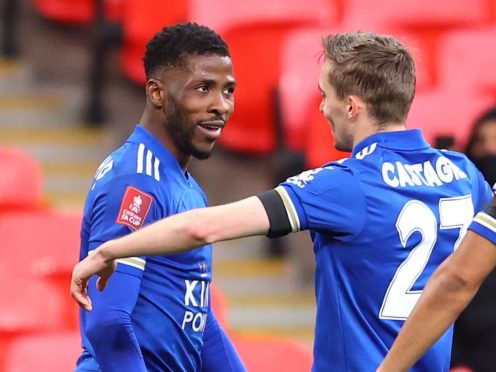 Kelechi Iheanacho, left, scored to send Leicester into the FA Cup final (Richard Heathcote/PA)