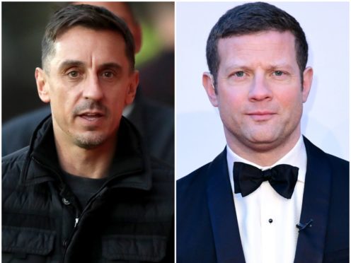 Gary Neville and Dermot O’Leary (PA)