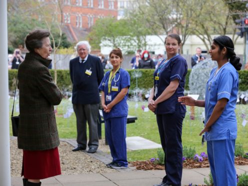 The Princess Royal visiting Cheltenham General Hospital on Wednesday (Gloucestershire Hospitals NHS Foundation Trust/PA)