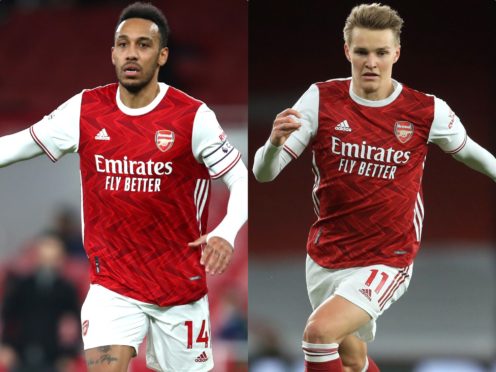 Arsenal will make late decisions on the fitness of Pierre-Emerick Aubameyang and Martin Odegaard (Julian Finney/Adam Davy/PA)