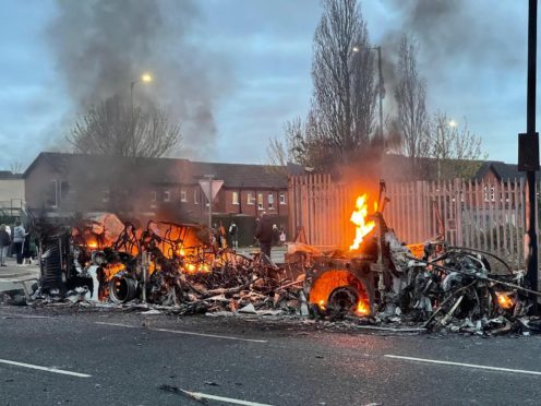 Scenes of disorder in Belfast on Wednesday night (Liam McBurney/PA)