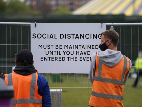 Signage outside a music festival in Sefton Park in Liverpool (Danny Lawson/PA)