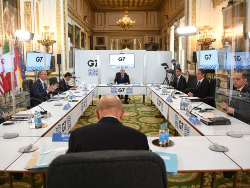 Foreign Secretary Dominic Raab chairs talks at Lancaster House in London (PA)