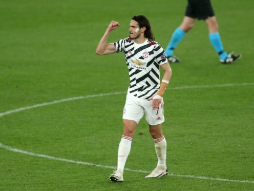Edinson Cavani scored twice as Manchester United secured passage to the Europa League final (Marco Iacobucci/PA)