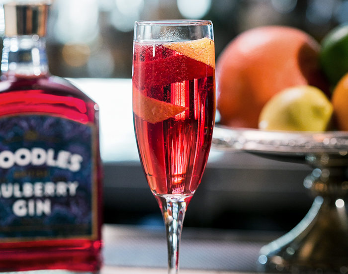 Prosecco And Sloe Gin Cocktails, With Boodles Mulberry Gin