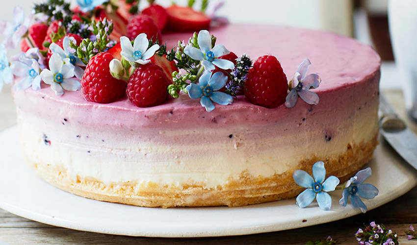 lavender gin cheesecake 2 Featured Image for This Delicious Colour Changing Ombre Gin Cheesecake is the Ultimate Boozy Bake