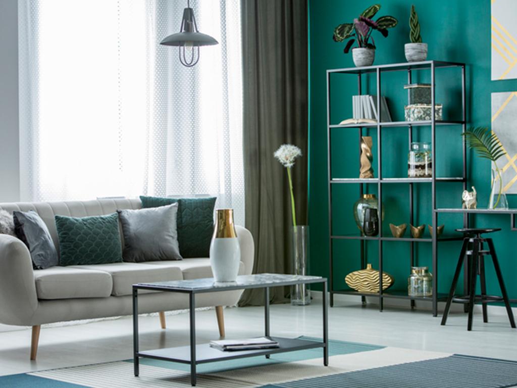 grey and white living room