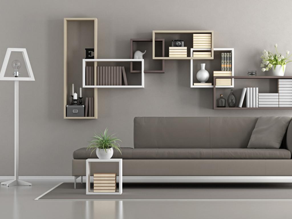 grey and white living room
