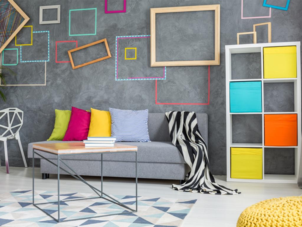 grey and white living room