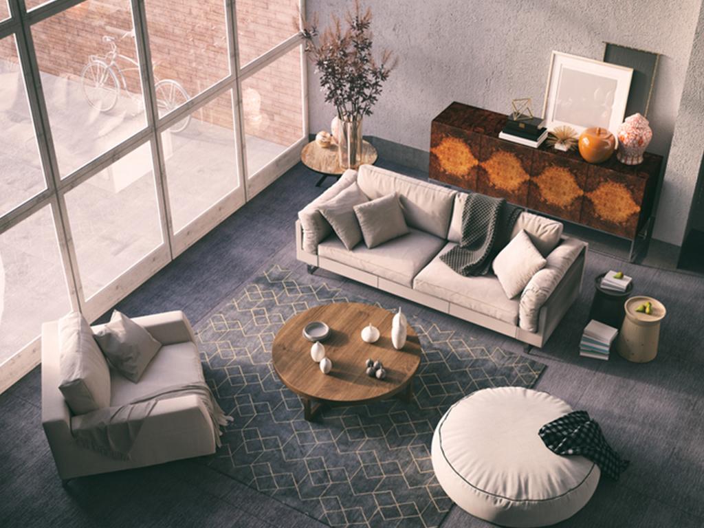 grey and white living room