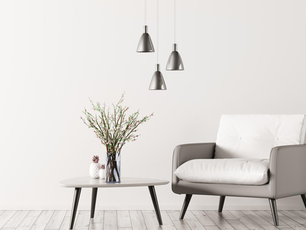 grey and white living room