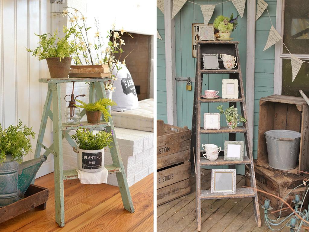upcycled ladder shelf ideas