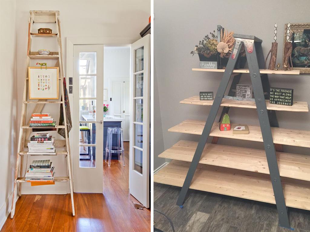 upcycled ladder shelf ideas