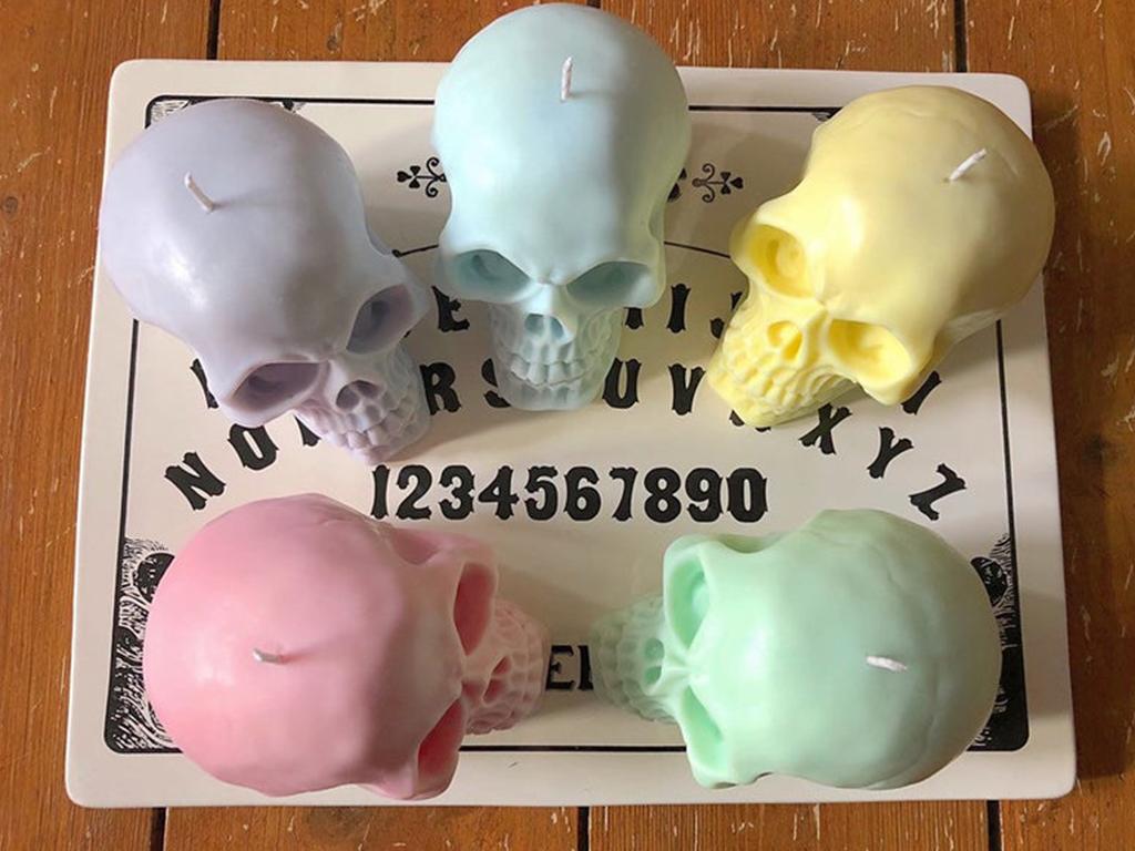 colourful halloween skull candles