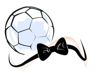 A football and a bow tie
