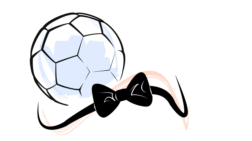 A football and a bow tie