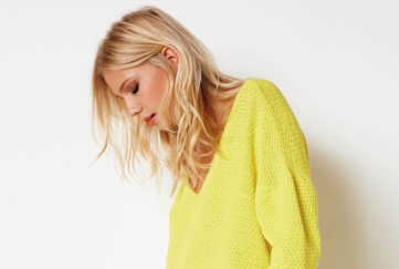Model wearing yellow top from Laredoute