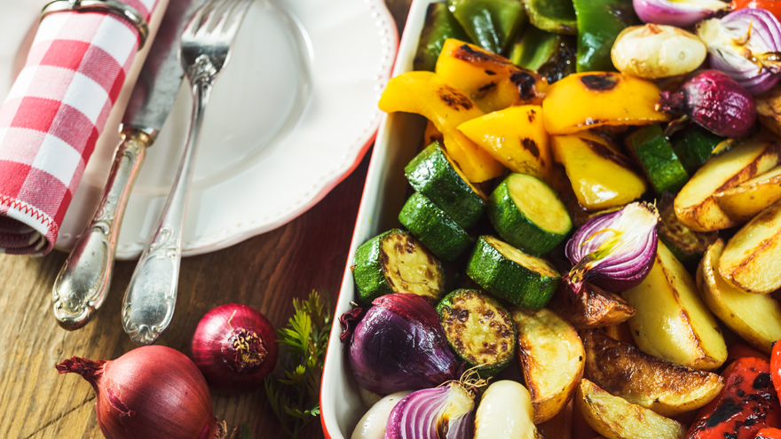 Colourful veg roasted to perfection! Pic: Rex/Shutterstock