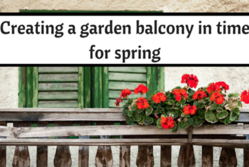 Balcony garden, potted plants, shuttered doors