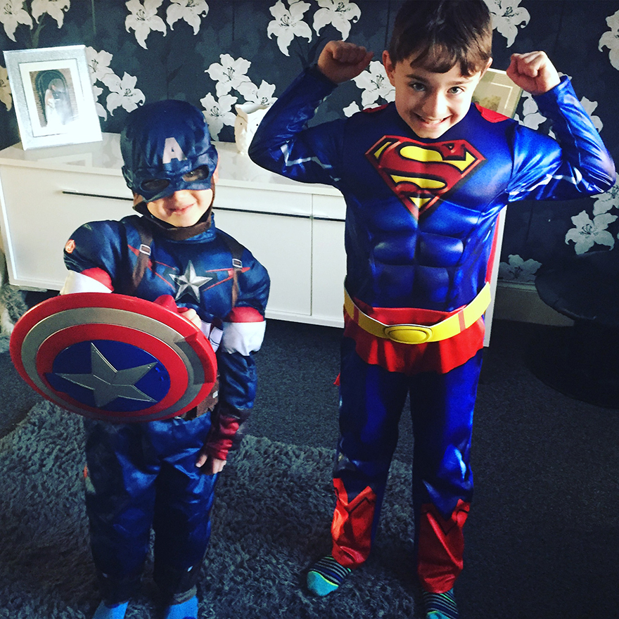 Our Features Ed shares this cute picture of her children, Calvin and Miles, dressed up today for World Book Day