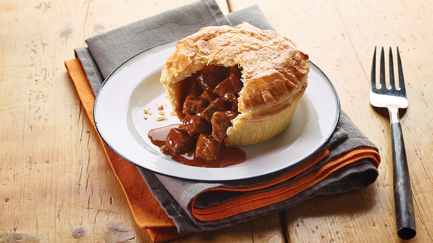 Pukka pie with steak filling