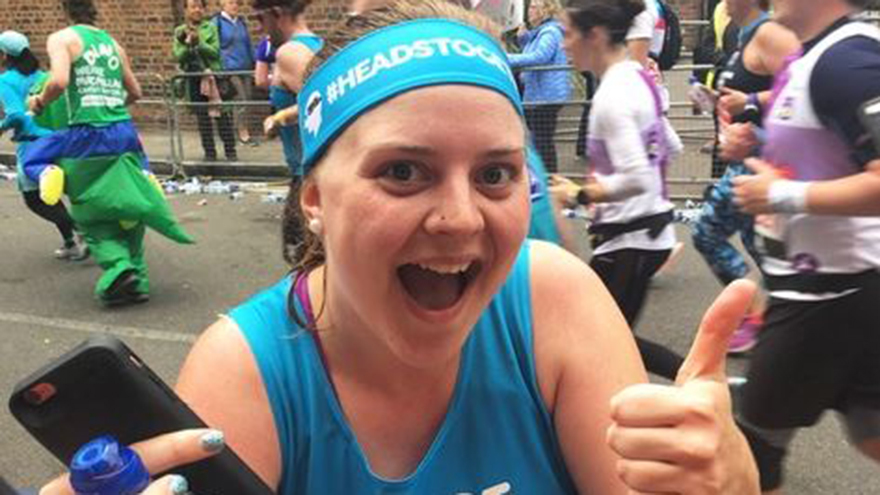 Louise running the London marathon