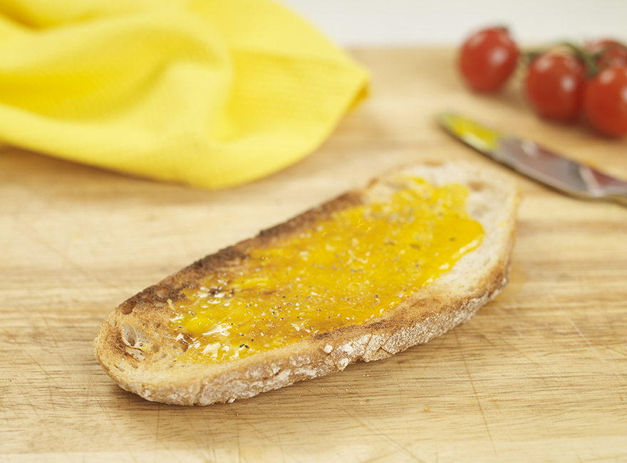 Egg yolk spread on bread