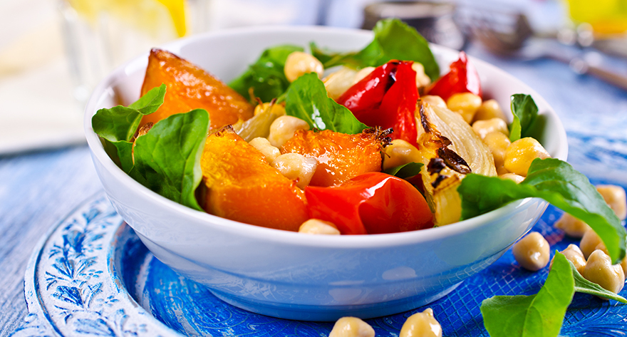 Roasted vegetables and salad Pic: Istockphoto