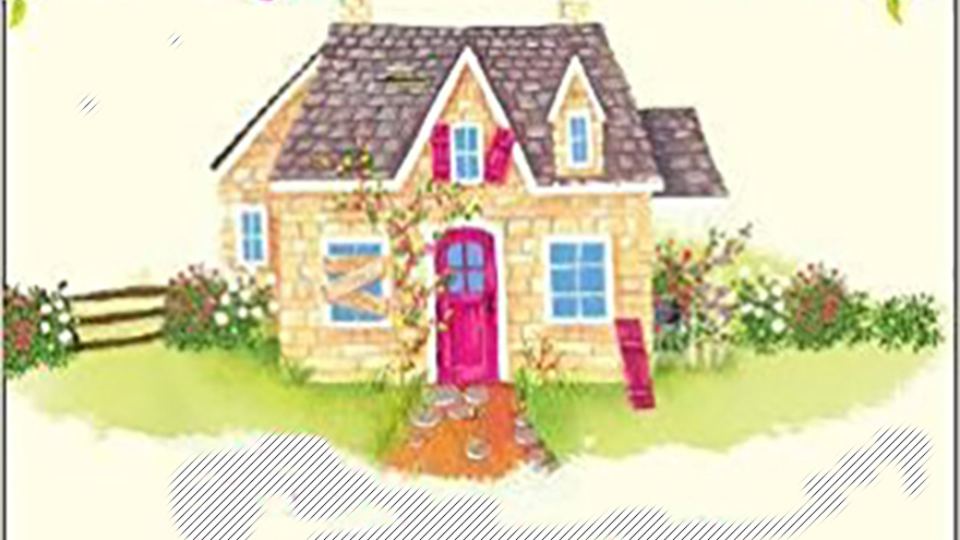 pretty pastel drawing of country cottage