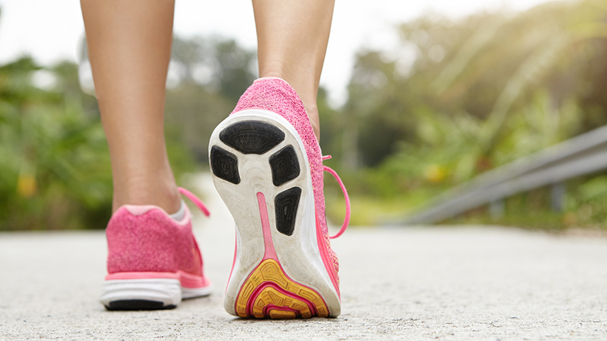 A close up of feet walking outdoors. Pic: Shutterstock