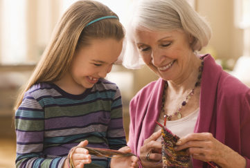 Grandmother with granddaughter getting ready to knit Pic: Istockphoto