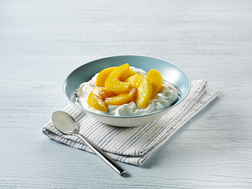 Peach slices on oatmeal