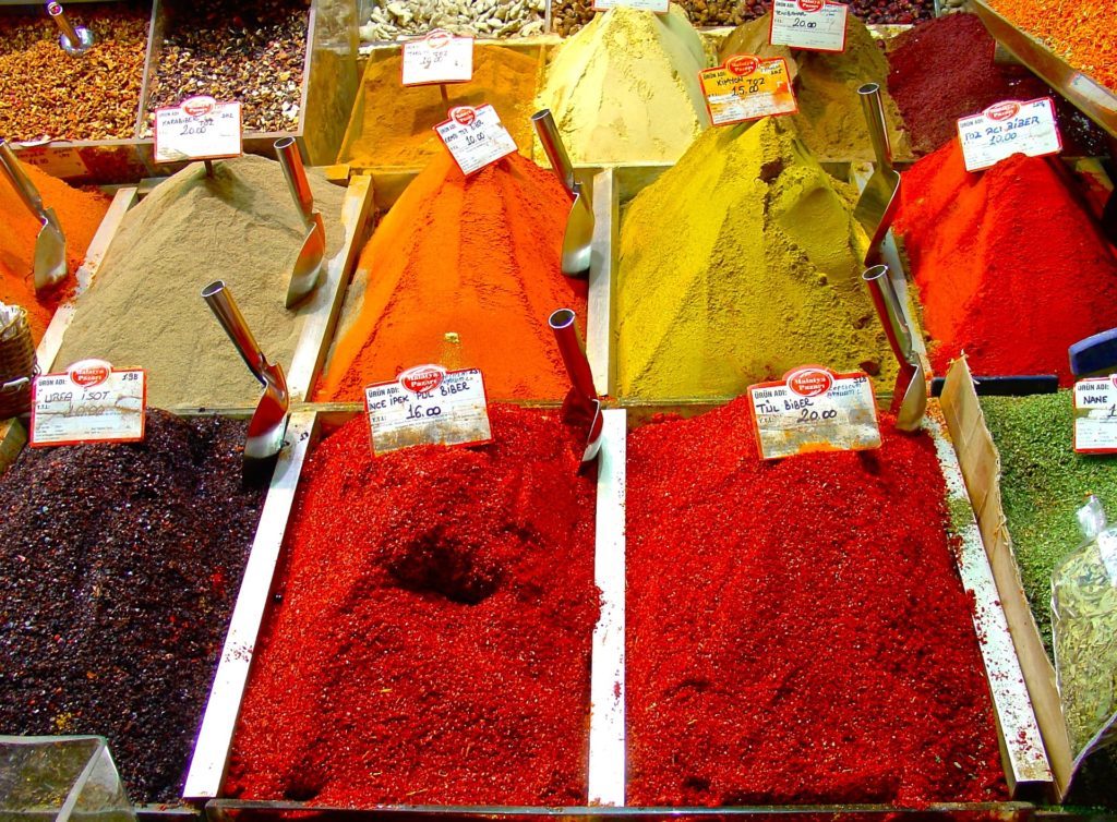 Trays of spices